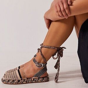 Camilla Wrap Espadrilles by Amambaih at Free People in Sable
